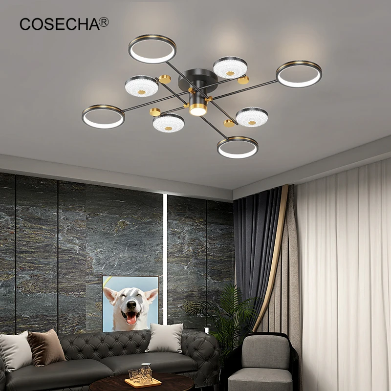 

Large Foyer Ceiling Light Modern Led Gold/Black Ceiling Lamp In Master Bedroom Foyer Big Ceiling Chandeliers Remote Dimmable