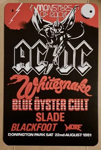 

Металлический Настенный знак Monsters of Rock Donington Park 1981