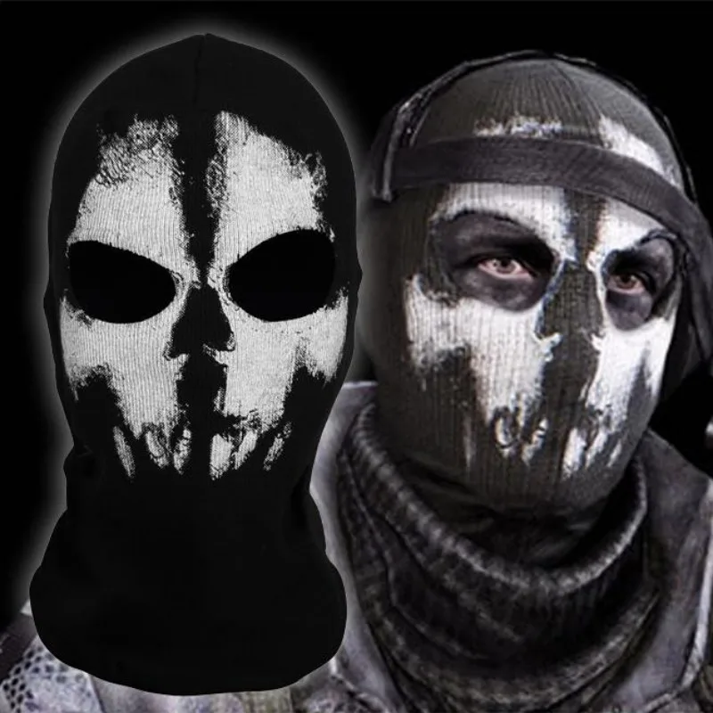 

New Black Riding Outdoor Threaded Fabric Headwear Cosplay Game COD Ghost Skull Scary Face War Skeleton Windproof Mask Party Prop