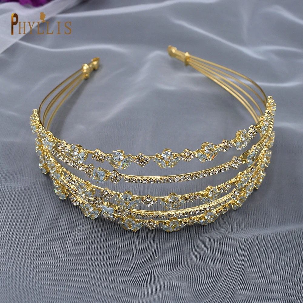 A371 Full Cubic Zircon Wedding Hair Jewelry New Fashion Headband Bling Bride Headhoop Wedding Tiara Bridal Bridesmaids Crown