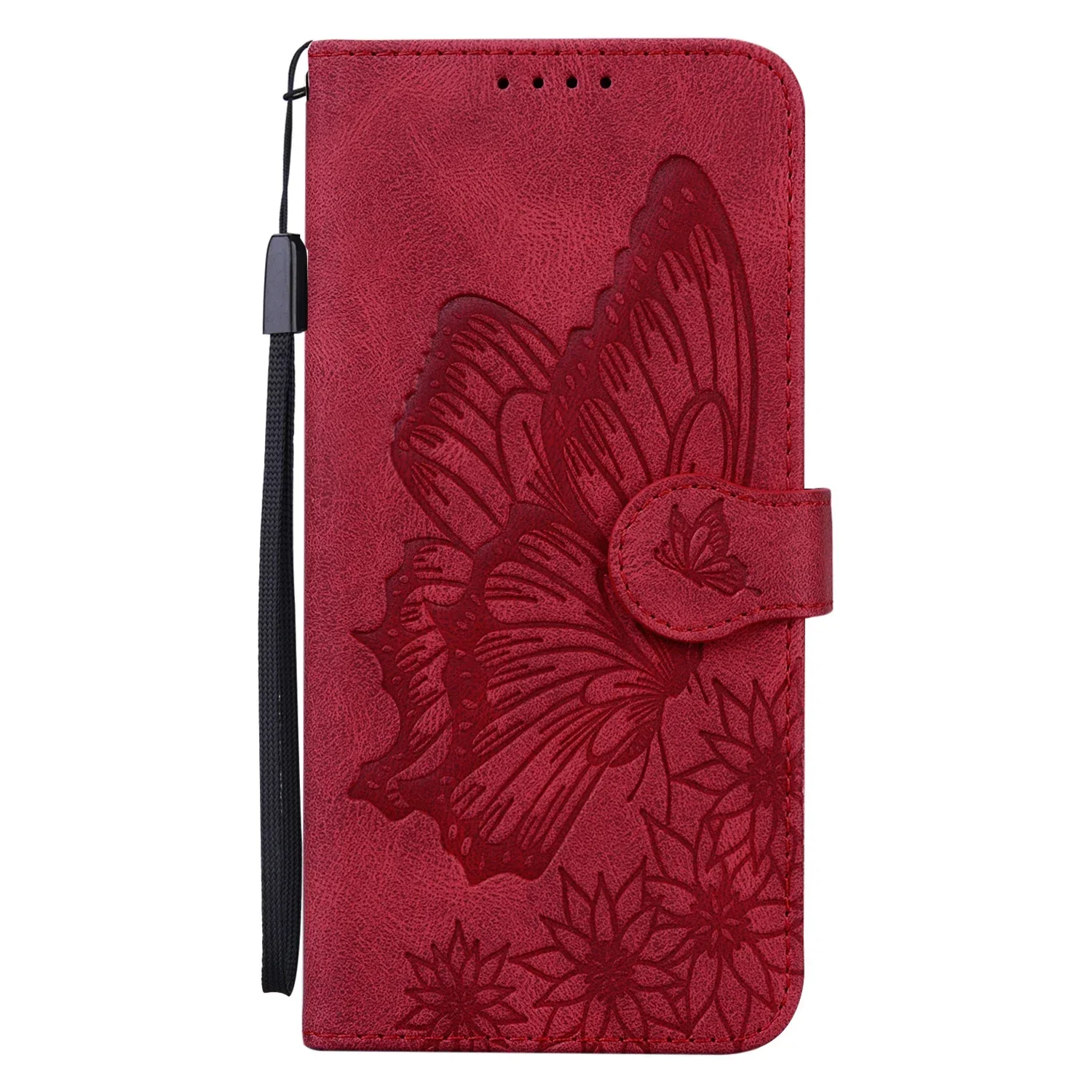 Cat & Butterfly Leather Wallet Flip Phone Case - Elegant and Functional Back Cover