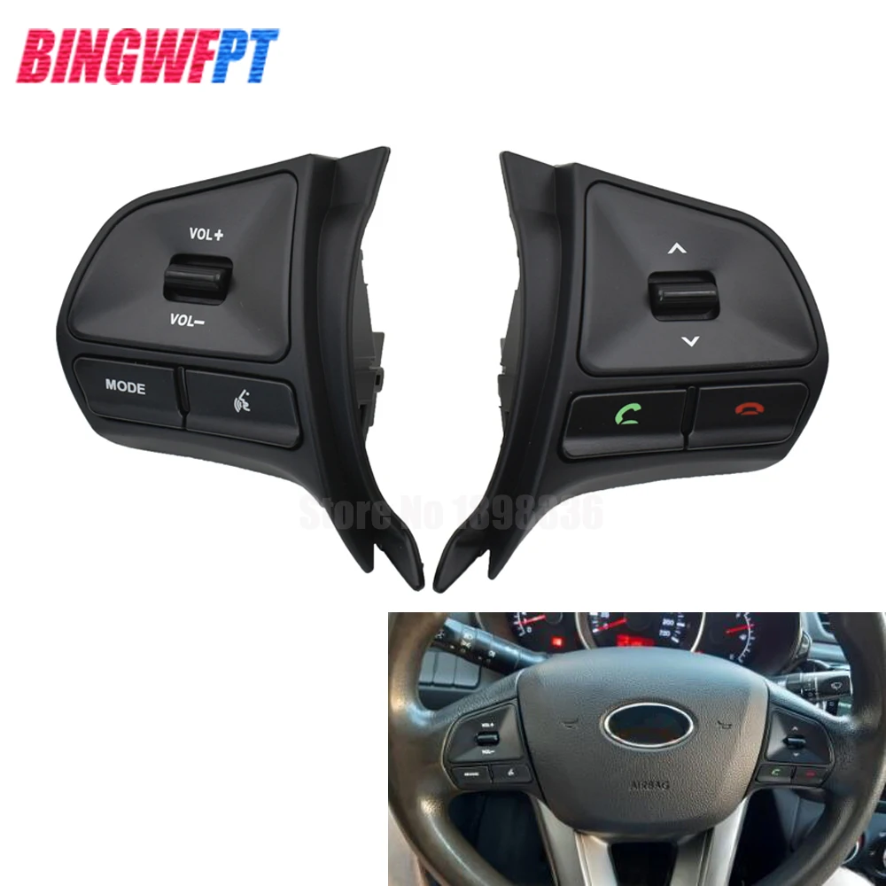Car Styling Multifunctional Steering Wheel Control Button Audio Phone Volume Switch For Bluetooth For KIA RIO 2011-2014 steering wheel trim cover