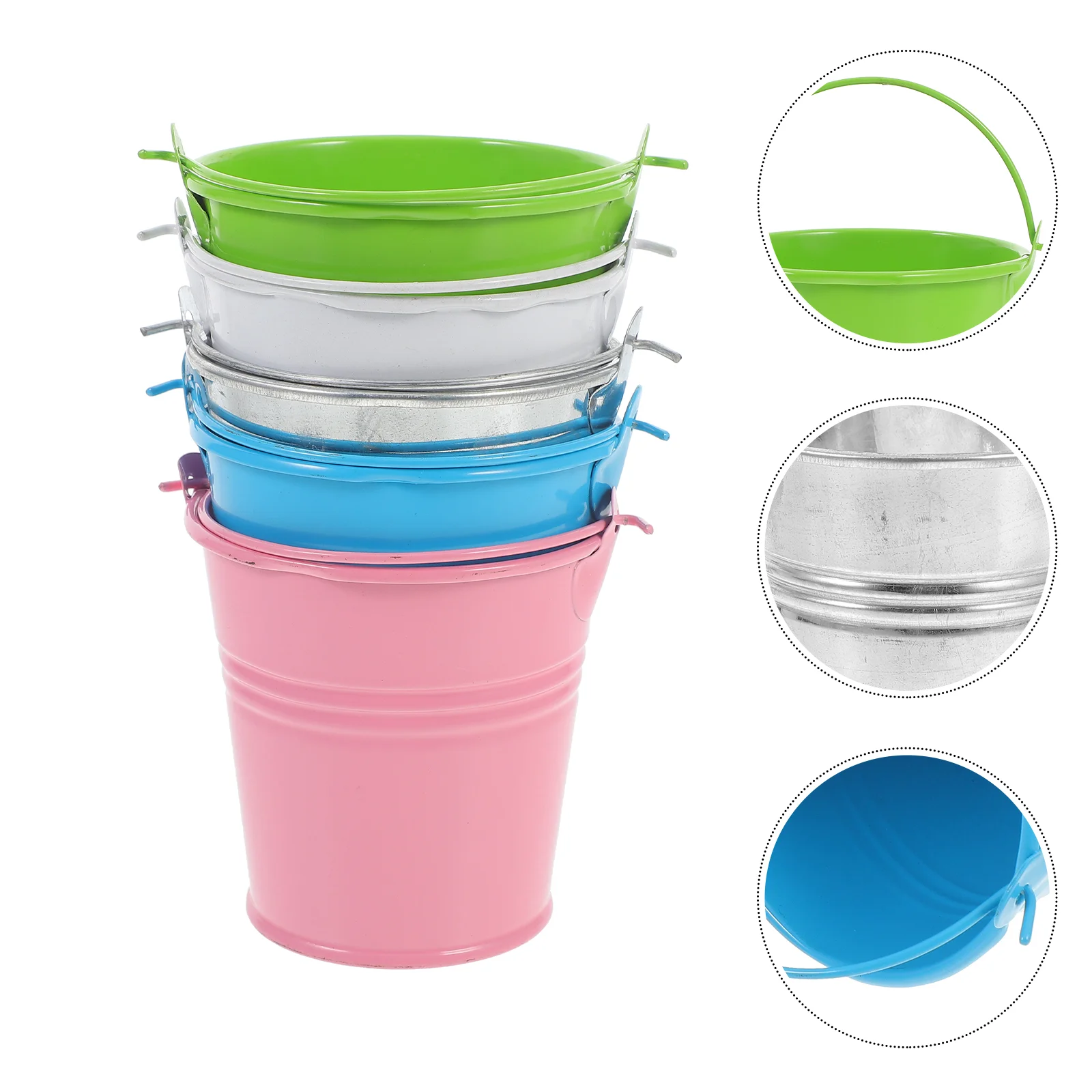 

5 Pcs Macaron Flower Pot Iron Vase Planter Pots for Indoor Plants Rural Retro Vintage Office