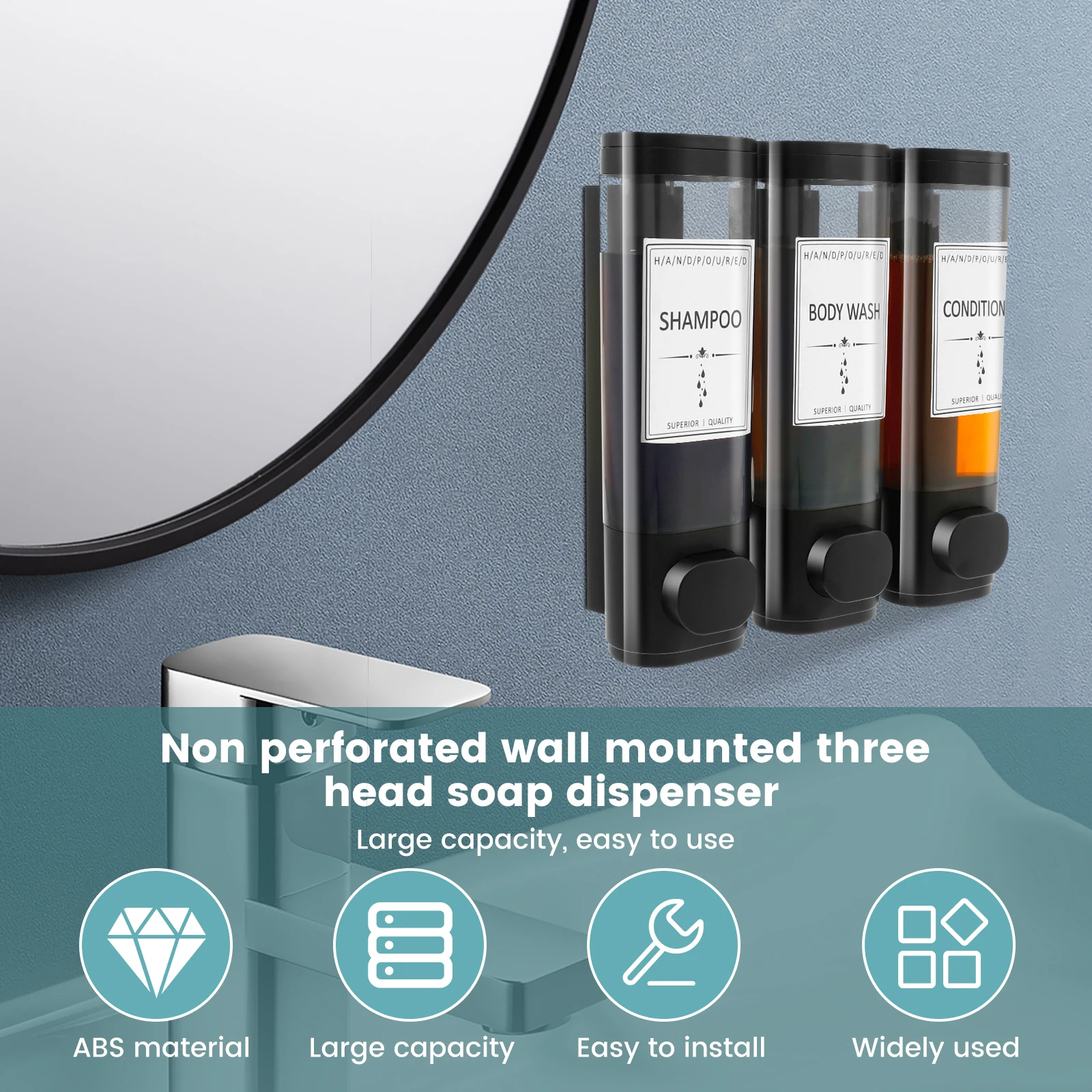 Shampoo Dispenser for Shower Wall Mounted Shower Soap Dispenser Refillable Liquid Soap Dispenser Bottle Home Bathroom Containers 2