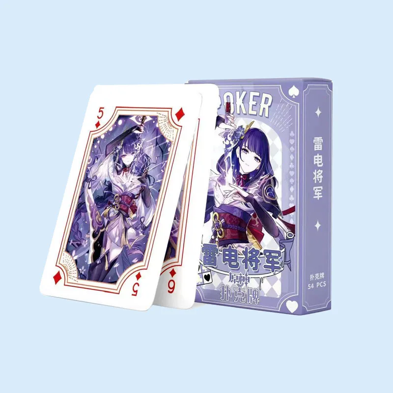 Anime Genshin Impact Raiden Shogun 54Pcs Poker Card Decompression Game ...