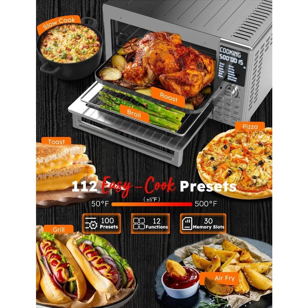 XL Pro Air Fryer Toaster Oven with Grill Combo Ultra-Fast Convection System 35% Crispier 2X More Even 142 Presets