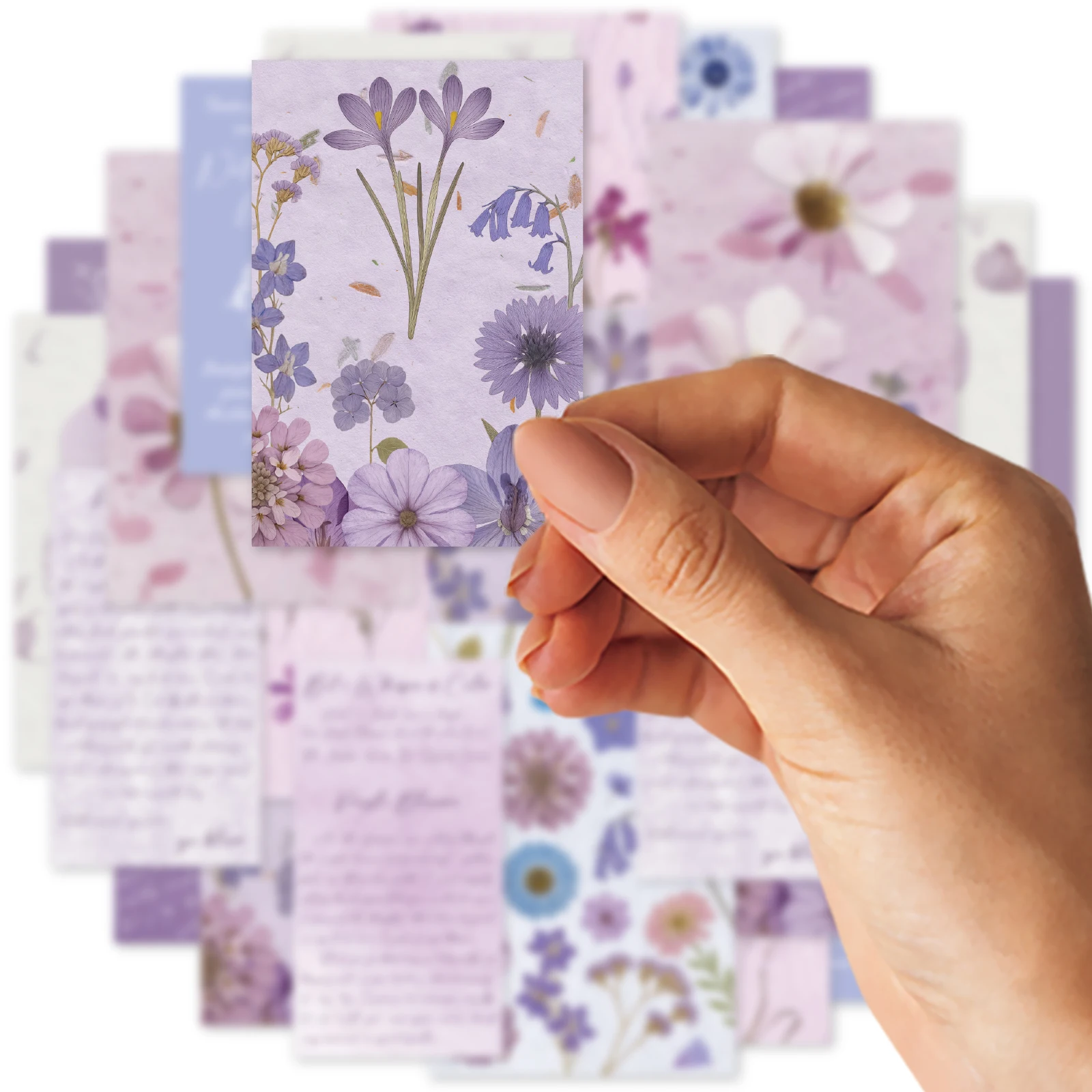Etori Life 20Pcs 몽환적인 보라색 꽃 빈티지 저널 카드 노트북, 사진 앨범, 여행 가방, 연필 케이스, 자전거, DIY 예술 작품, 수제 스크랩북 용품, 사무실 장식 액세서리, 봉투 씰, 학교 용