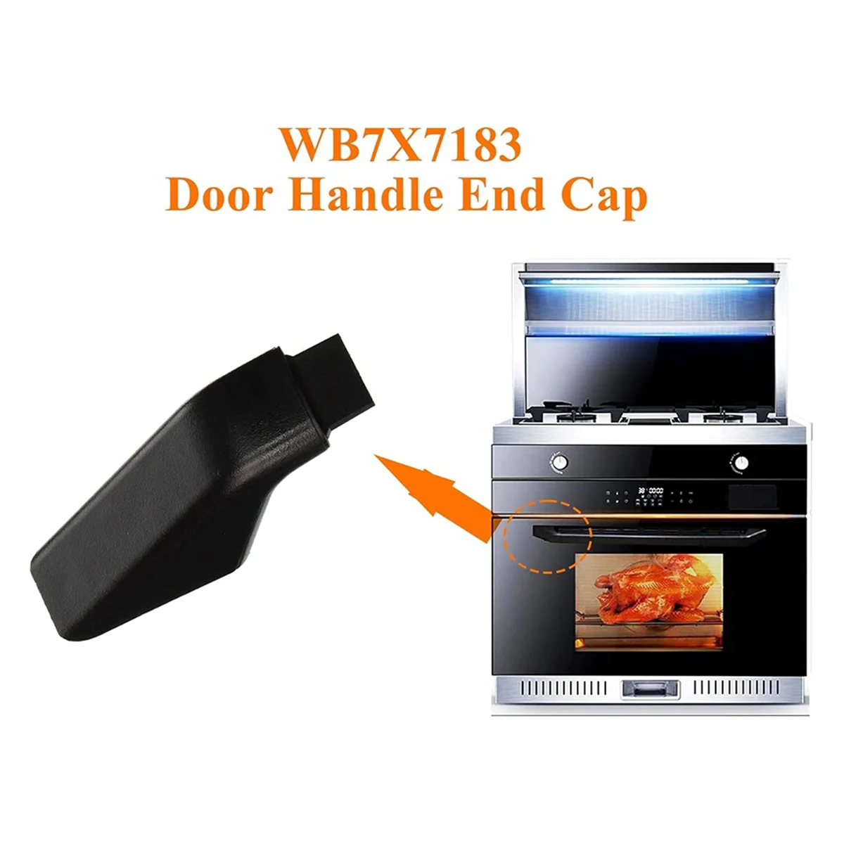 SEMOIC 2 Pack WB7X7183 Black Oven Handle End Cap Fits for Wall Stove Oven Range Replaces AP449 PS256613 WB15K5069 268072