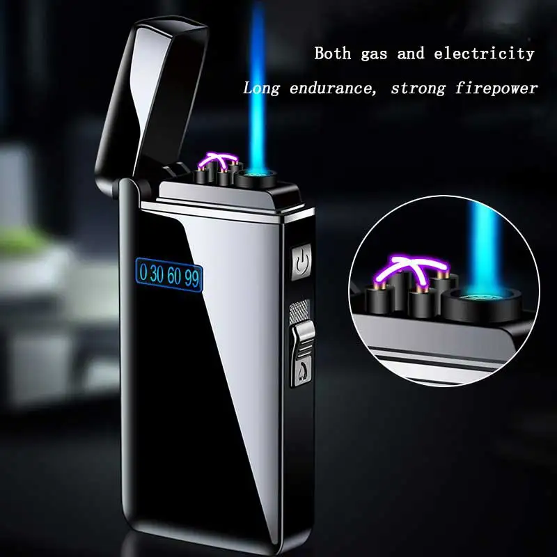 

Metal Arc USB Lighter Gas Lighter Torch Turbo Windproof Plasma LED Touch Charging Electric Lighters Butane Cigar Lighter Gadgets