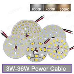 Versatile LED Light Source Round Panel for DIY Lighting Projects (Multiple Wattage Options) (Power Cable)