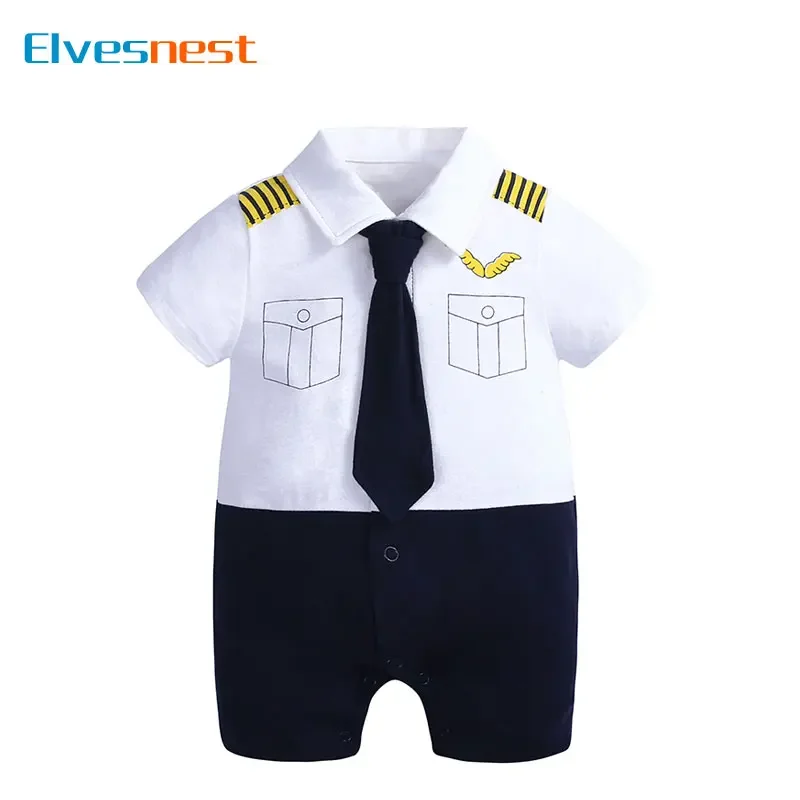 Cartoon Newborn Baby Clothes Boys Rompers Summer Baby Girls Clothes Cotton Short Sleeve Bow Tie Infant Rompers 3-18 Months 1