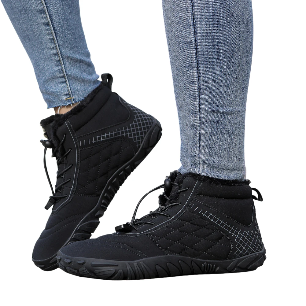 Barefoot Snow Boots High-Top Barefoot Shoes Anti Slip Outdoor Trekking Shoes Thermal Minimalist Ankle Boots for Hiking Climbing