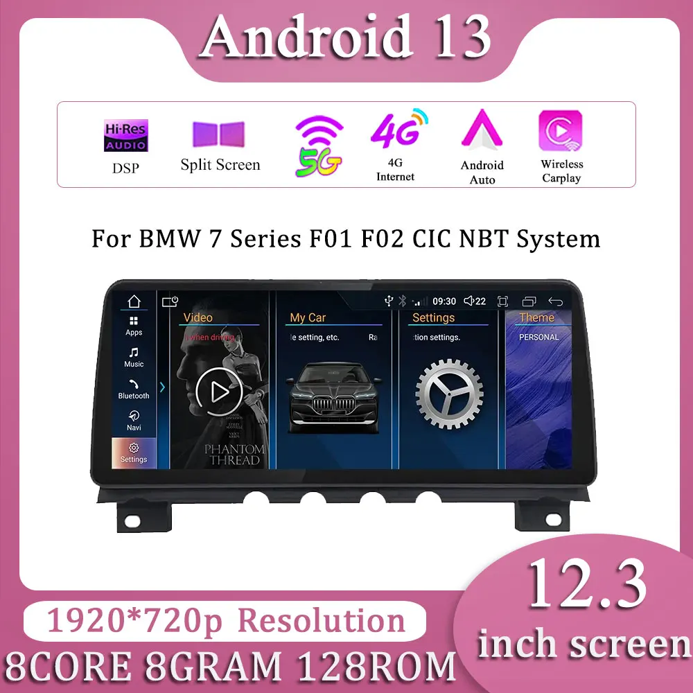 

Автомагнитола на Android 13, мультимедийный стерео-проигрыватель с GPS, Bluetooth, для BMW серий 7, F01, F02, CIC, система NBT