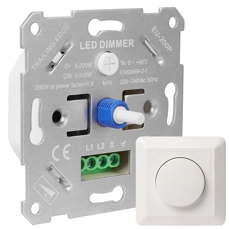Switch For Led BMBY-White Cover Plate Included LED Dimmer Switch 230V For Dimmable ...