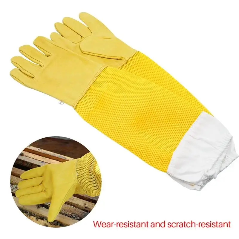1 Pair Beekeeping Gloves Beekeeper Protective Sleeves Breathable Anti Bee/Sting Sheepskin Long Gloves Apiculture Tools