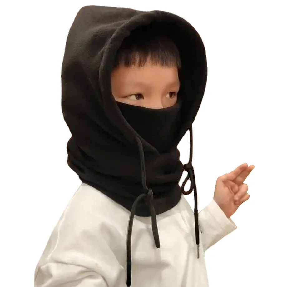 양털 겨울 어린이 바라클라바 모자, 소년 소녀 방풍 모자, 스카프 포함, 따뜻한 어린이 후드 모자