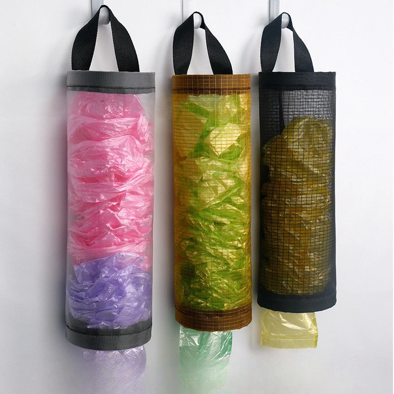 

Home Grocery Bag Holder Wall Mount Plastic Bag Holder Dispenser Hanging Storage Trash Garbage Bag Kitchen Garbage Organizer
