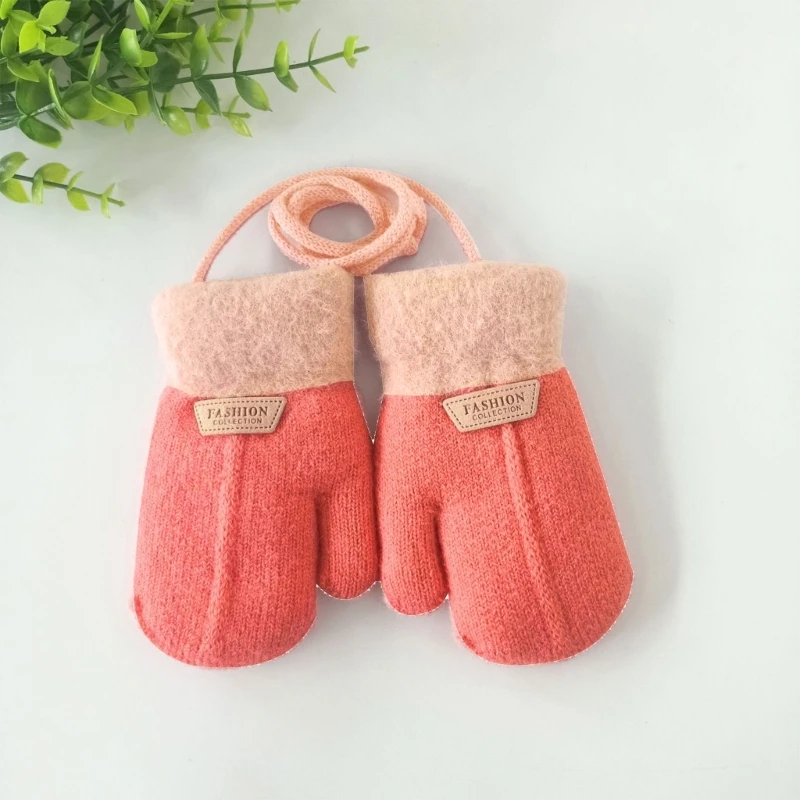 1-7Y Baby Boys Girls Winter Knitted Gloves Warm Rope Full Finger Thick Mittens Gloves for Children Toddler Kids Accessories 6