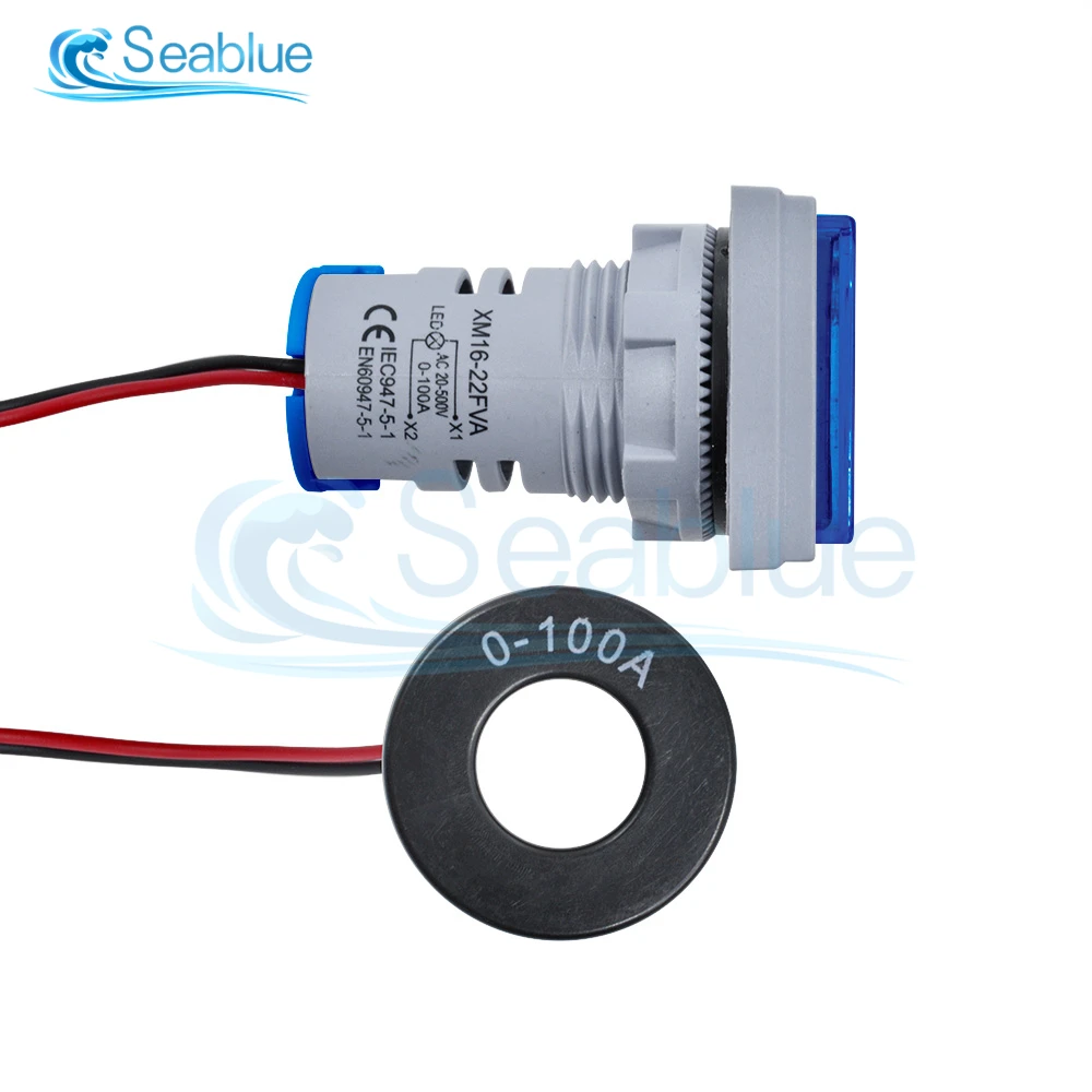 Tester Di Tensione Digitale A LED 22mm - Voltmetro Amperometro AC 60-500V 0-100A Con Doppio Display - Bianco
