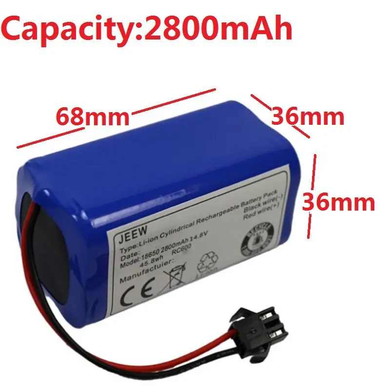 

2800mAh Battery For ELARI SmartBot Turbo Robot Vacuum Cleaner Parts Accesseries New 181650 Li-ion