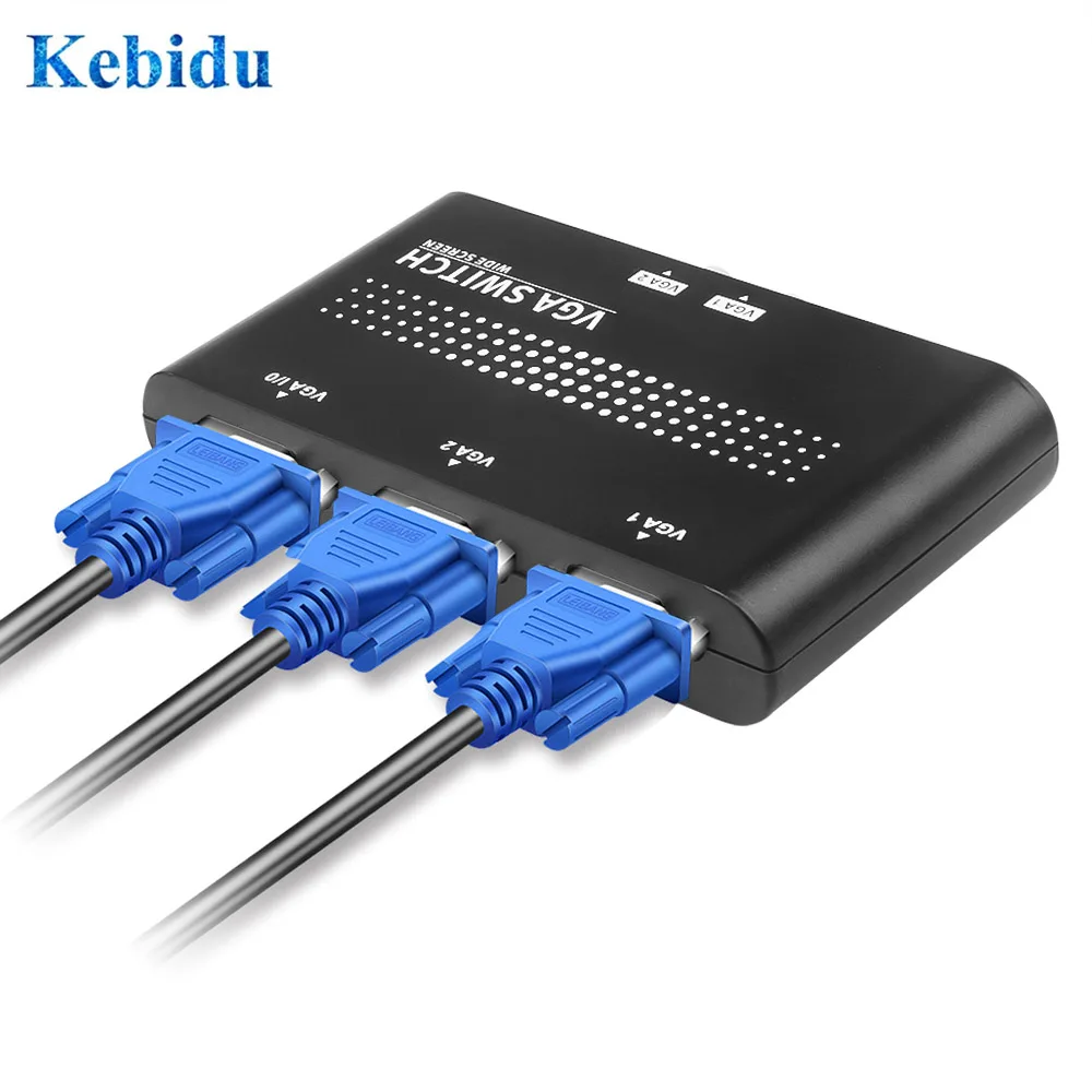 VGA KVM Switch 2 IN 1 Out Manual Sharing Selector Switcher Box For Projector Laptop TV PC
