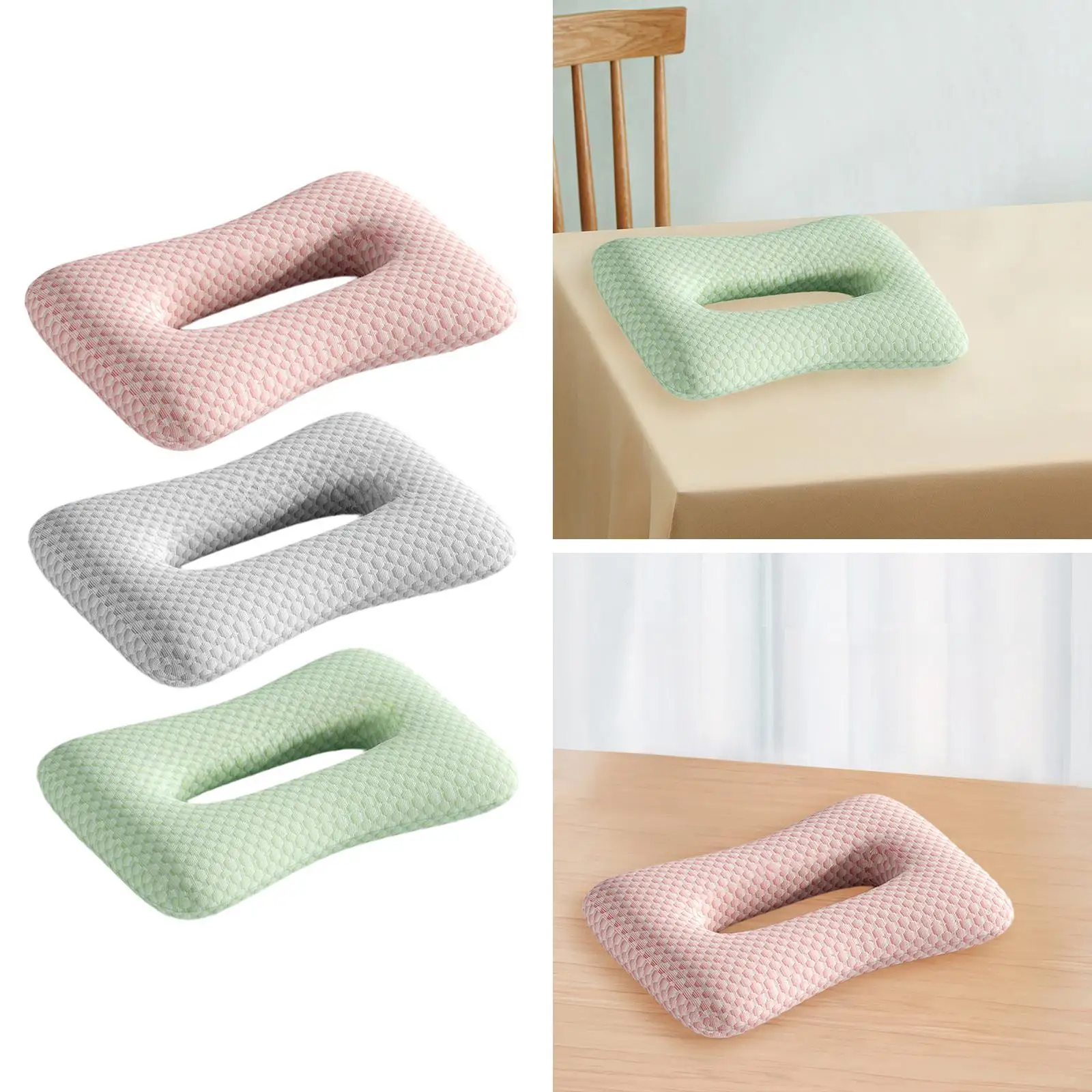 Ear Piercing Pillow with Removable Cover Ergonomic for Office Travel Bedroom 4