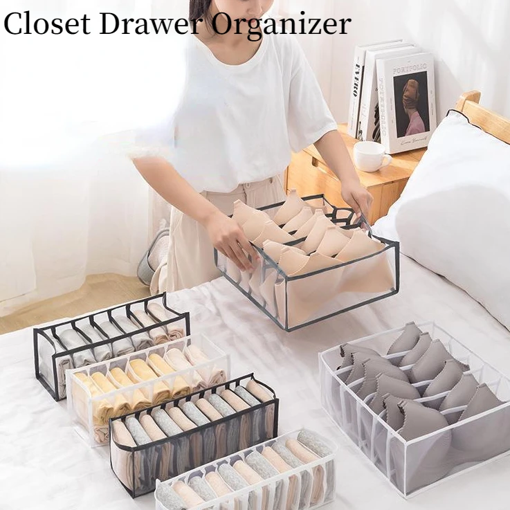 Closet Organizer Jeans T-shirt Drawer Storage Box Underwear Bras Socks  Storage Box Wardrobe Compartment Sorting Bag Partition