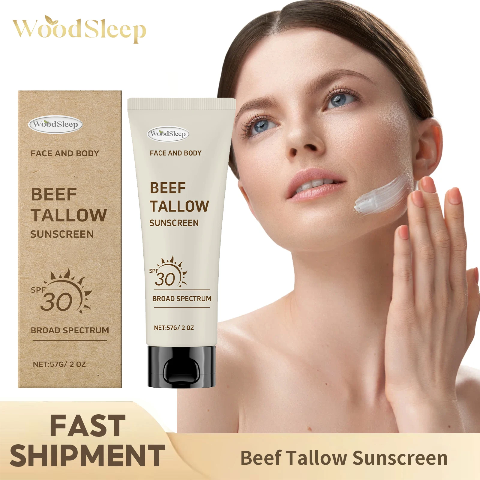 Beef Tallow Sunscreen Facial Cream Sunblock Isolation Anti Oxidant Prevent Sunburn Waterproof Moisturizing Oil Control Sun Cream