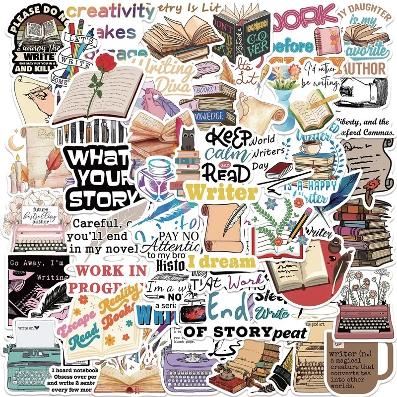 

10/30/50PCS Cartoon writer Decoration Scrapbooking Colorful PVC Sticker Aesthetic Korean Stationery School Supplies for Kids