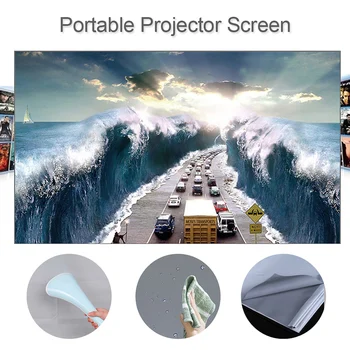 Portable Projector Screen Simple Curtain Anti-Light 60/70/80/100/120 Inches Projection Screens for Home Outdoor Office Projector 2