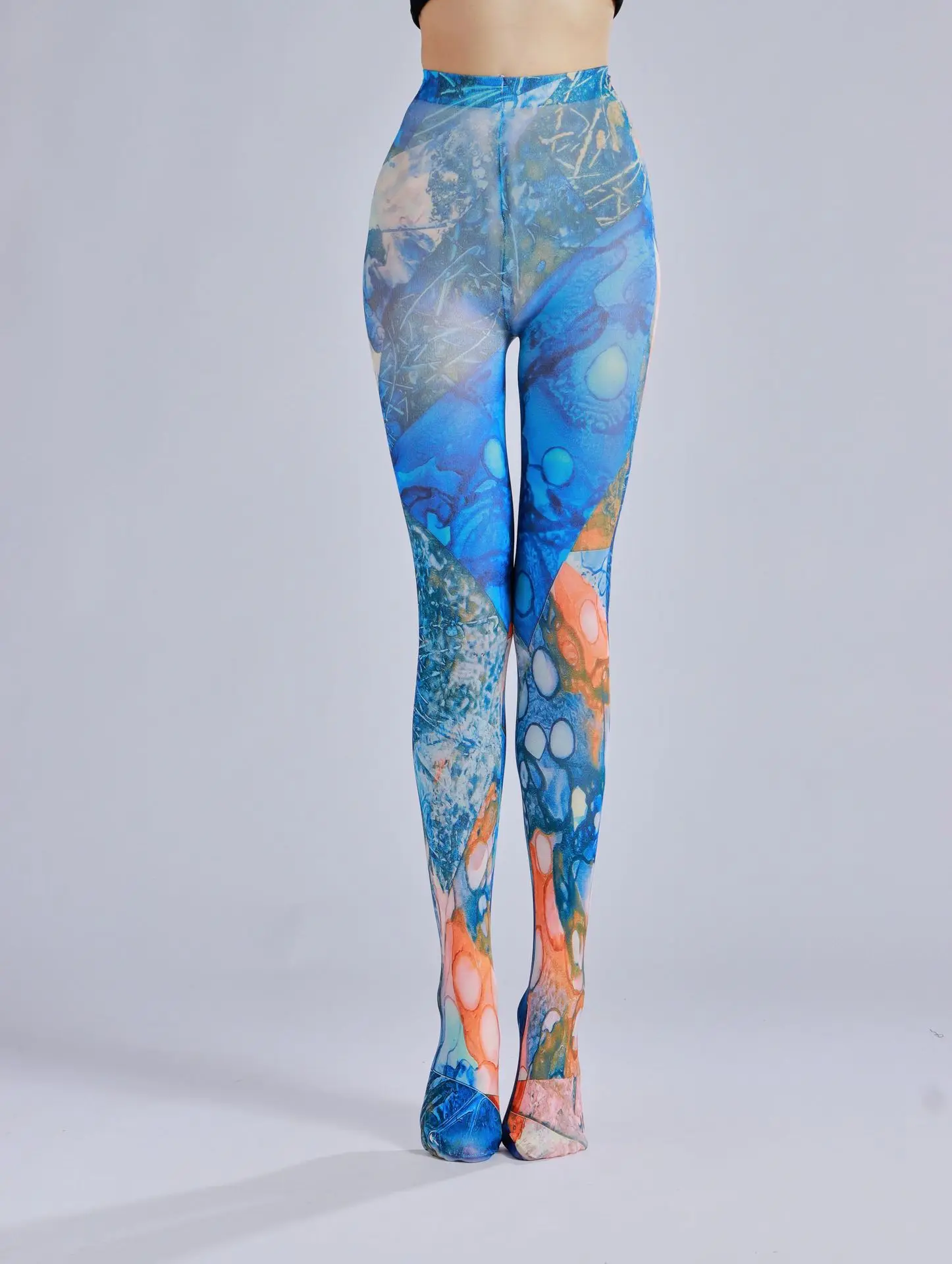 

Абстрактный синий океан шаблон фотография веер популярный цвет ручная роспись нижние носки