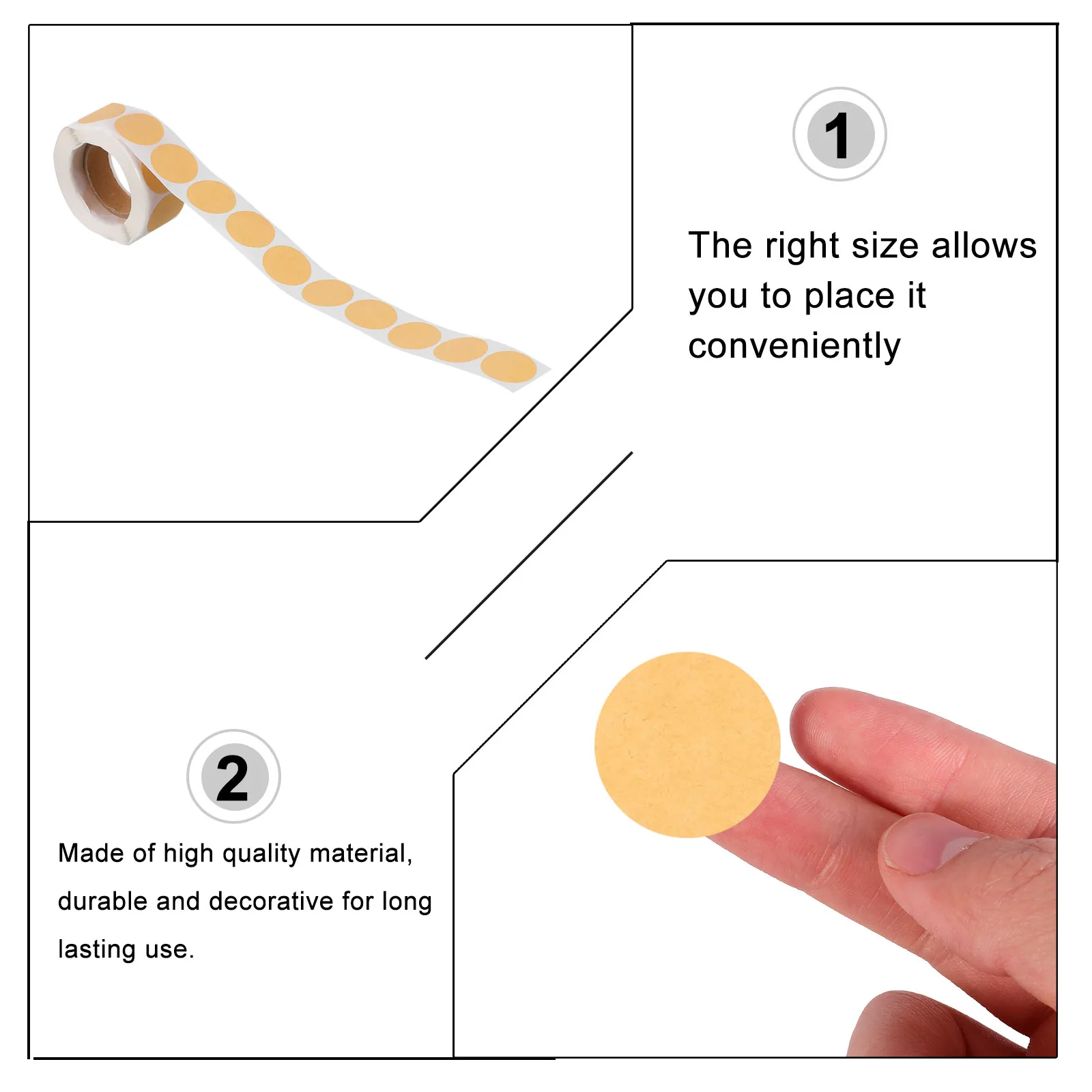 2 롤 라운드 코딩 라벨 크래프트 종이 스티커 DIY 라벨링 용품 베이킹 식품 창고 보관 자체 접착 라벨