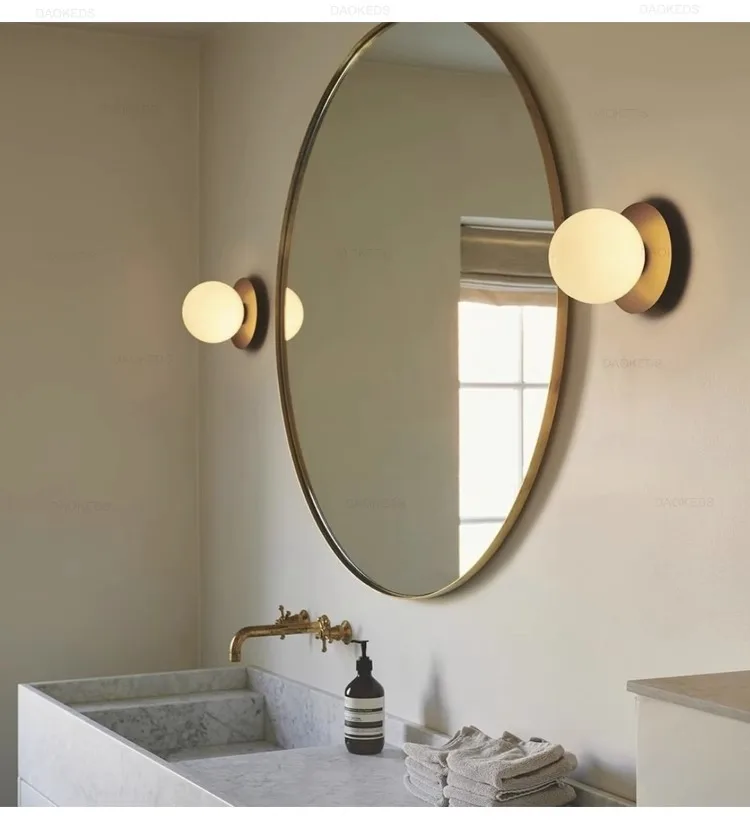 Nordic Globe Glass Wall Lamp Bathroom Mirror Front Wall Lamp Bedroom Bed Wall Lamp Minimalist Modern