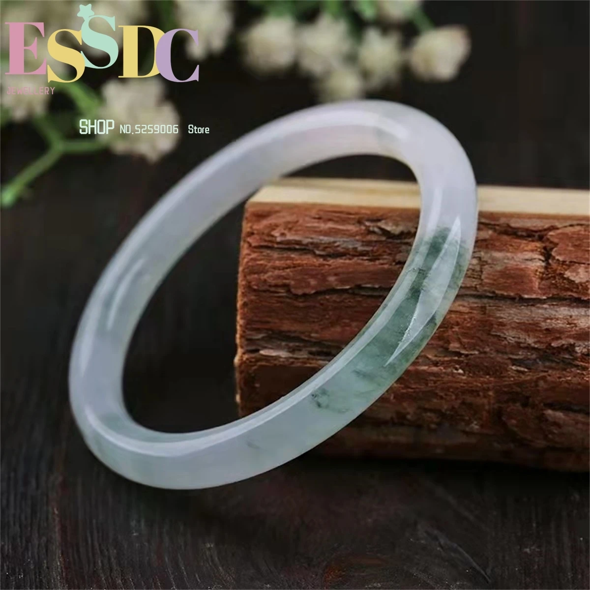 

Jewelry Jinsi Jade Snow Jade Round Bar Bracelet Natural Jade Xinjiang Snow Region Tianshan Jade Color Wholesale Ethnic Style