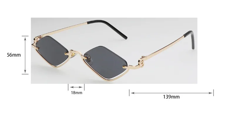 Mode Vintage kleine polygonale Sonnenbrille Frauen neue Marke Metall Halb rahmen elegante Sonnenbrille Damen y2k sexy Cat Eye Shades – Detail 3