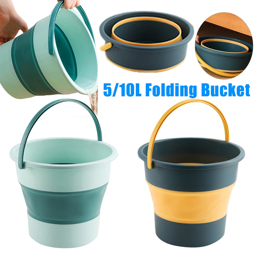 5/10L Folding Bucket Car Wash Water Storage Container Travel Bucket Bathroom Water for Indoor Outdoor Camping Fishing folding bucket