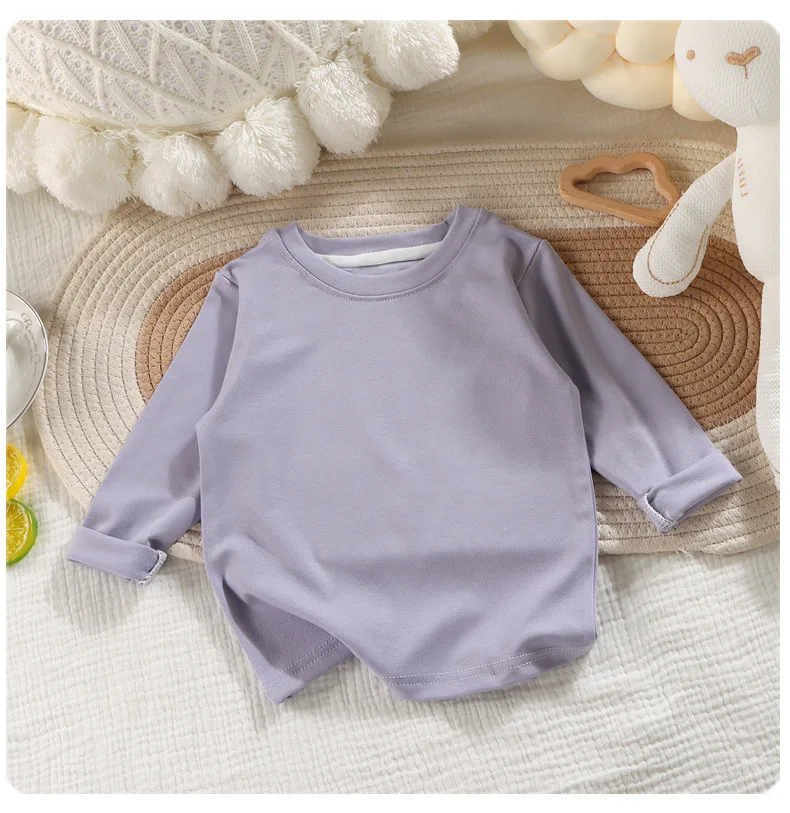 1-10 Jahre Frühling Baumwolle Kleinkinder Bluse Hemden Einfarbig Langarm Kinder Jungen T-Shirt Unterhemd für Jungen Mädchen Sport-Shirt – Detail 11
