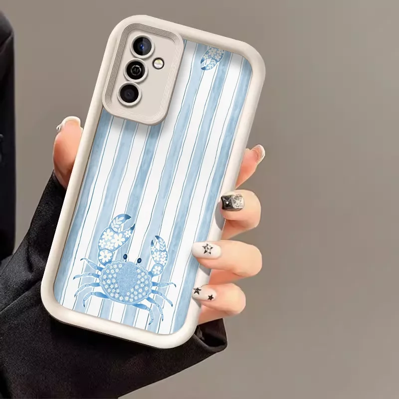 Vibrant Marine Life Cartoon Phone Case - Colorful Sardines and Crabs Design