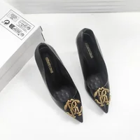 Fashion Women's High Heels Light Luxury Brand Designer Career Office Female Fine Heel Shoes High Heels Metal Buckle Women's Shoe 2