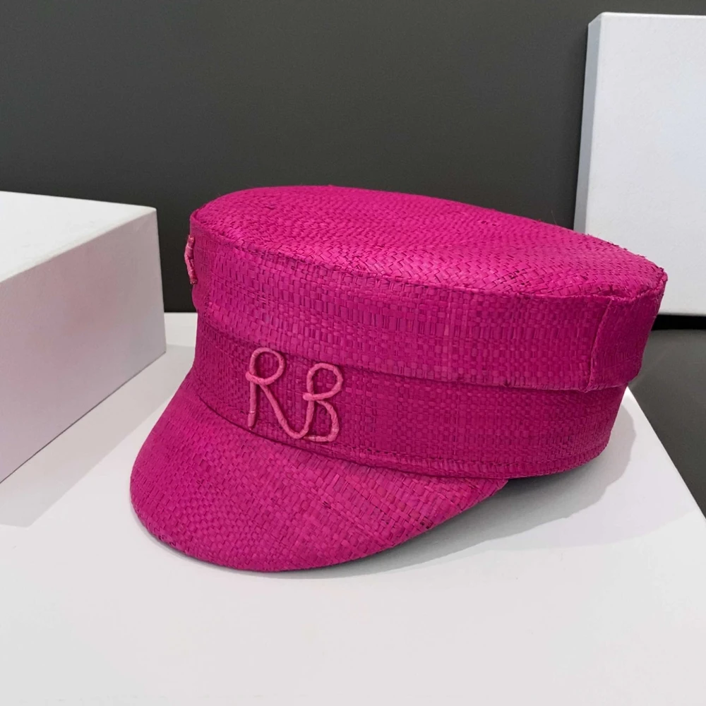 Spring and Summer Women Raffia Straw Flat Top Newsboy Caps