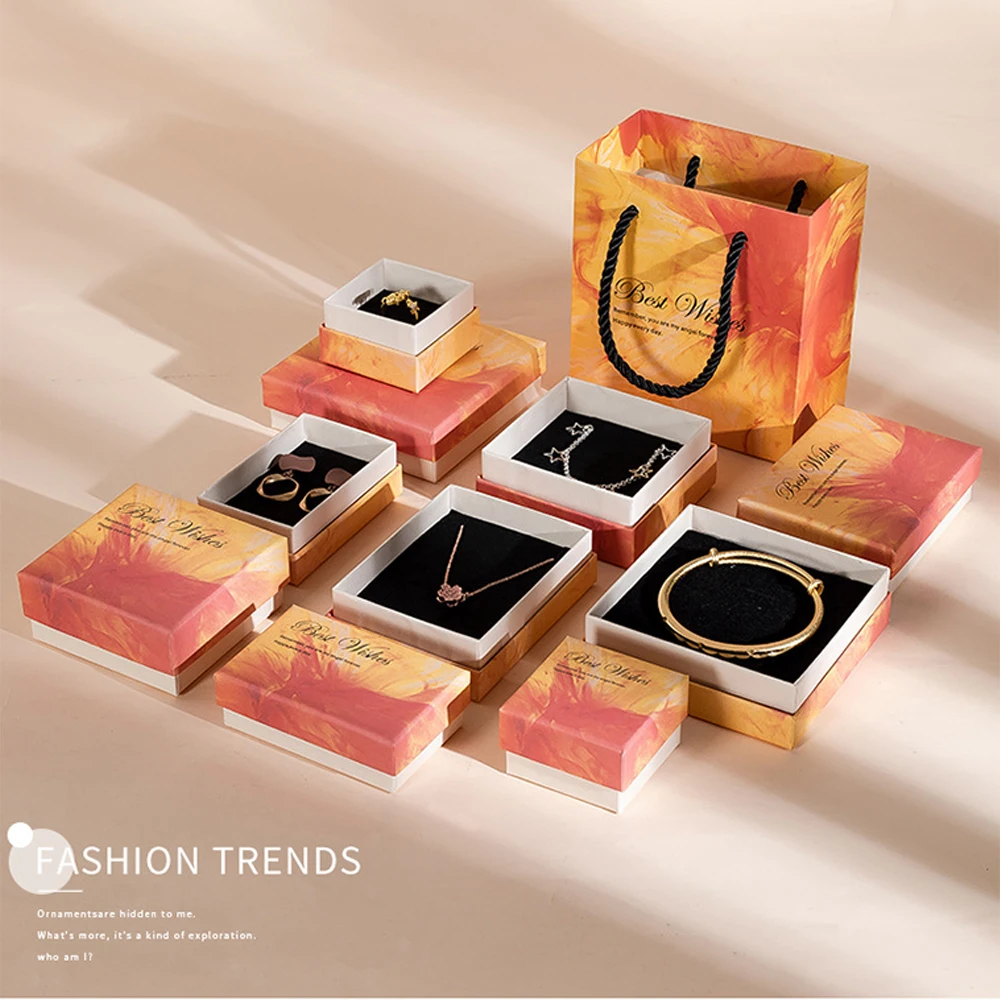 24pcs Bulk Jewelry Boxes with Blessing Cardboard Craft Organizer Storage Beads Rings Earrings Bracelet Jewelry Boxes Packaging