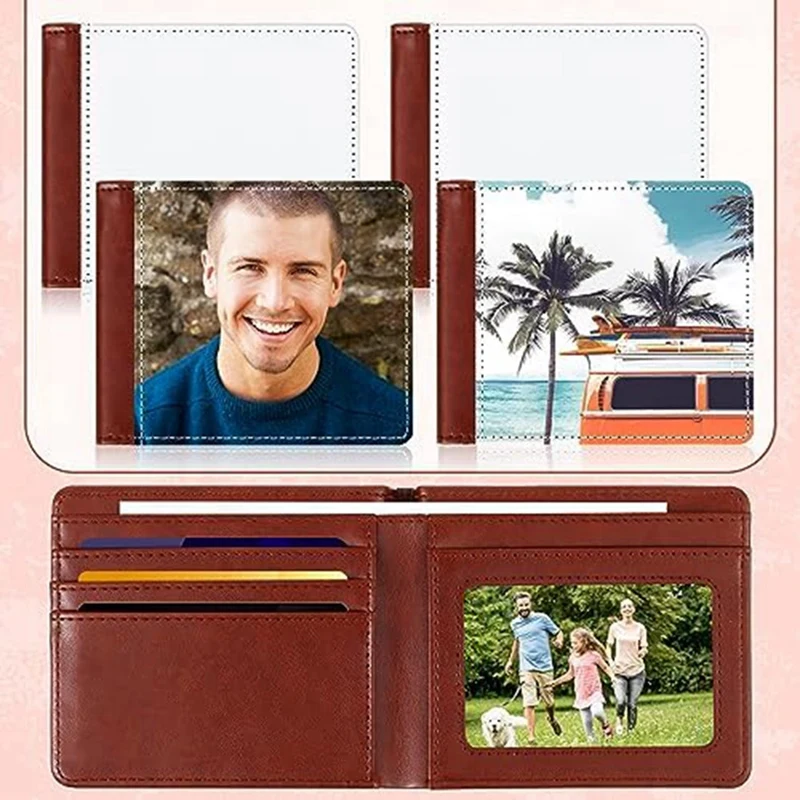AB46-Sublimation Wallet Blank Heat Transfer Sublimation Bank Card Holder Compact Wallet For Christmas Father'sday Office
