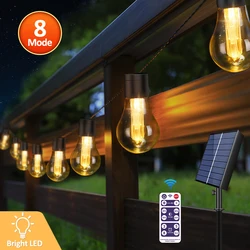 Solar - Powered LED String Lights with Remote Control & USB, 8 Modes, IP65 Waterproof - 11.7m (Warm white)