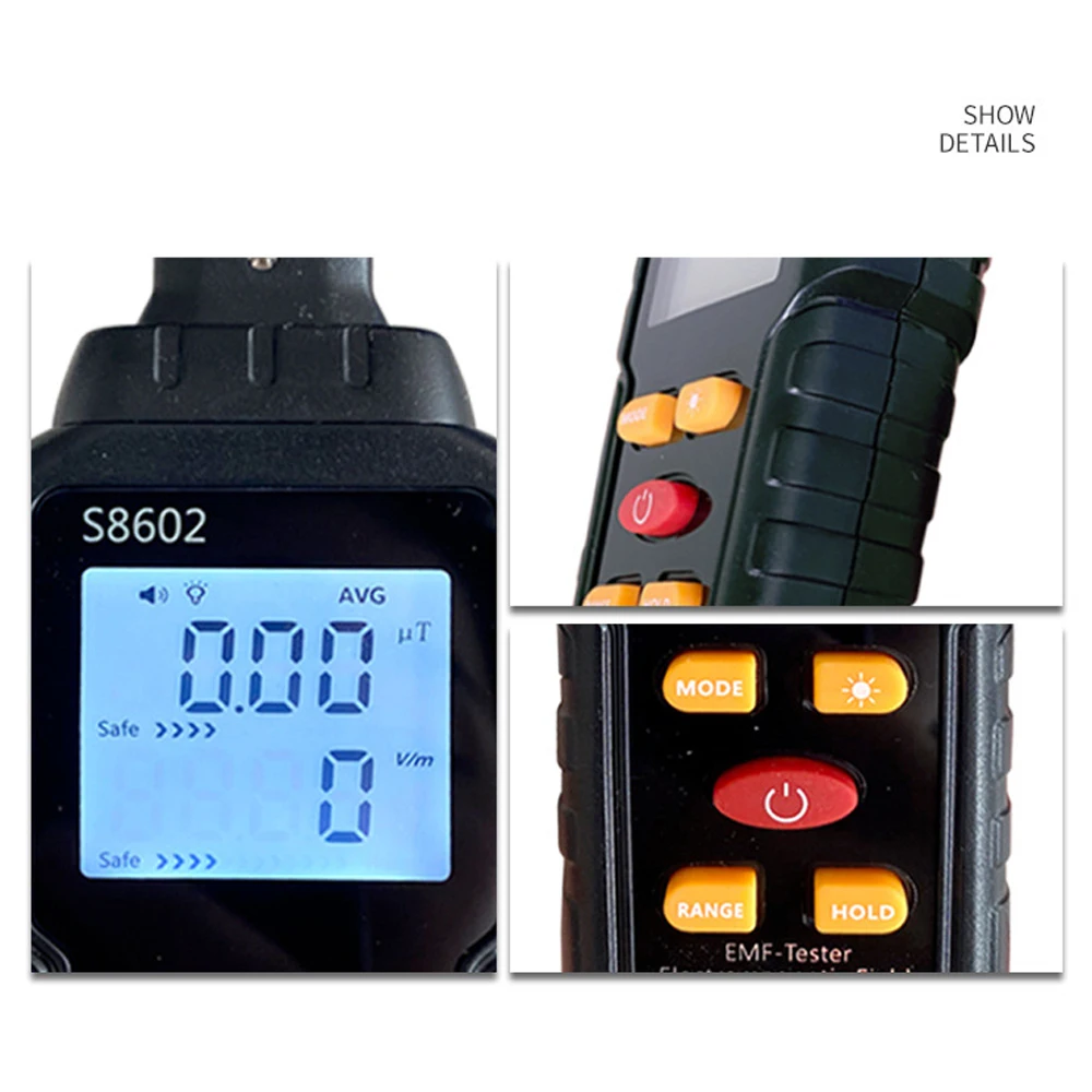 3 in 1 Digital Radiation Detector Dosimeter Electric Magnetics Field Temperature LCD Display Handheld Multifunctional EMF Tester