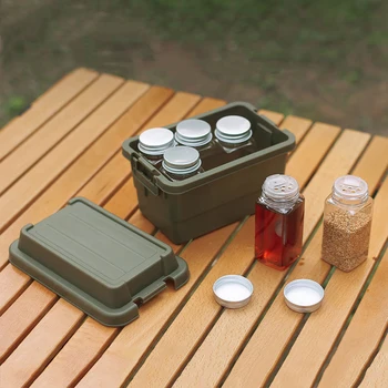 Seasoning Bottle Set Storage Box Portable Travel Camping Seasoning Dispenser Set Stackable Organizer Mini Desktop Storage Case