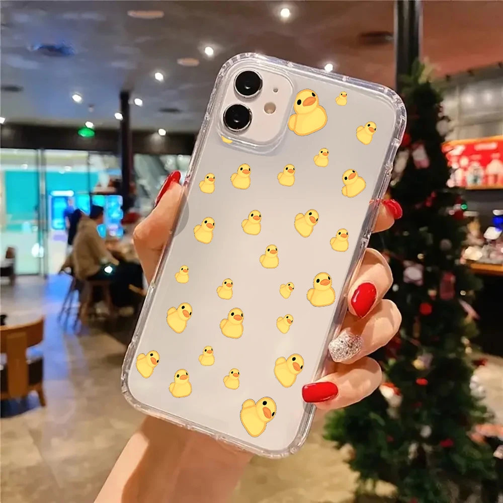 Adorable Yellow Duck Pattern Clear Shockproof Silicone Phone Case