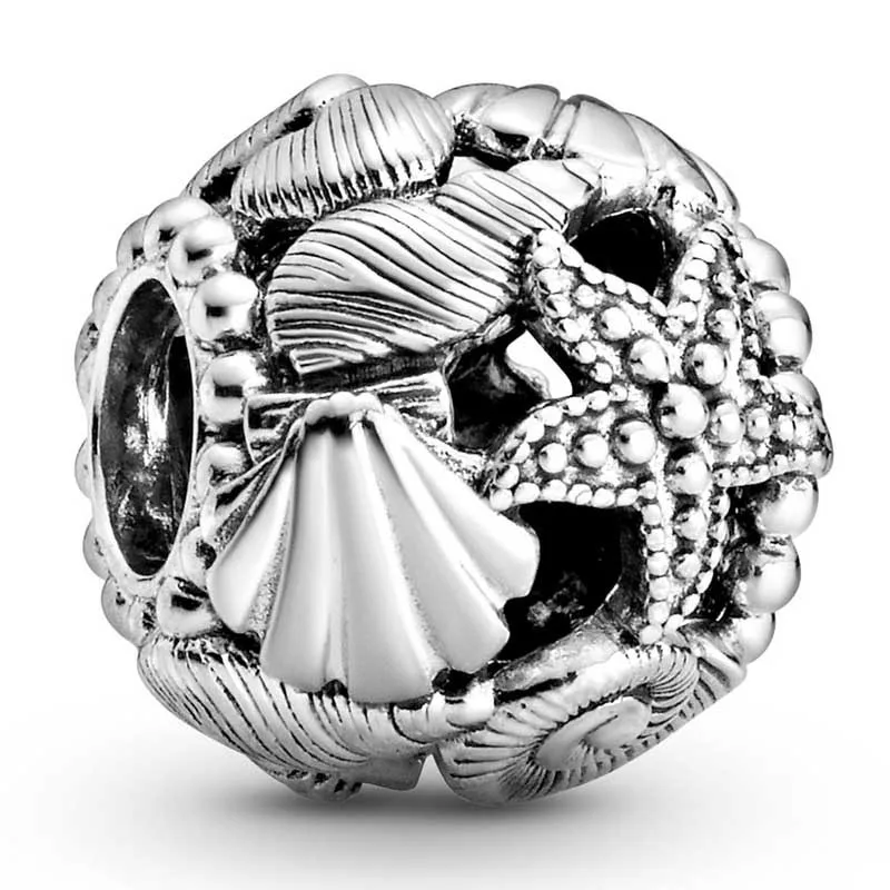 

Original Openwork Starfish, Shells & Hearts Beads Charm Fit Pandora Women 925 Sterling Silver Europe Bracelet Bangle Diy Jewelry
