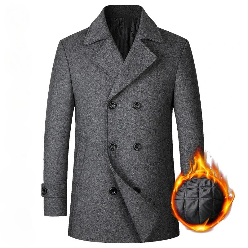 Winter Men Casual Woolen Coats Thicker Warm Cashmere Trench Long Jackets Quality Male Overcoats