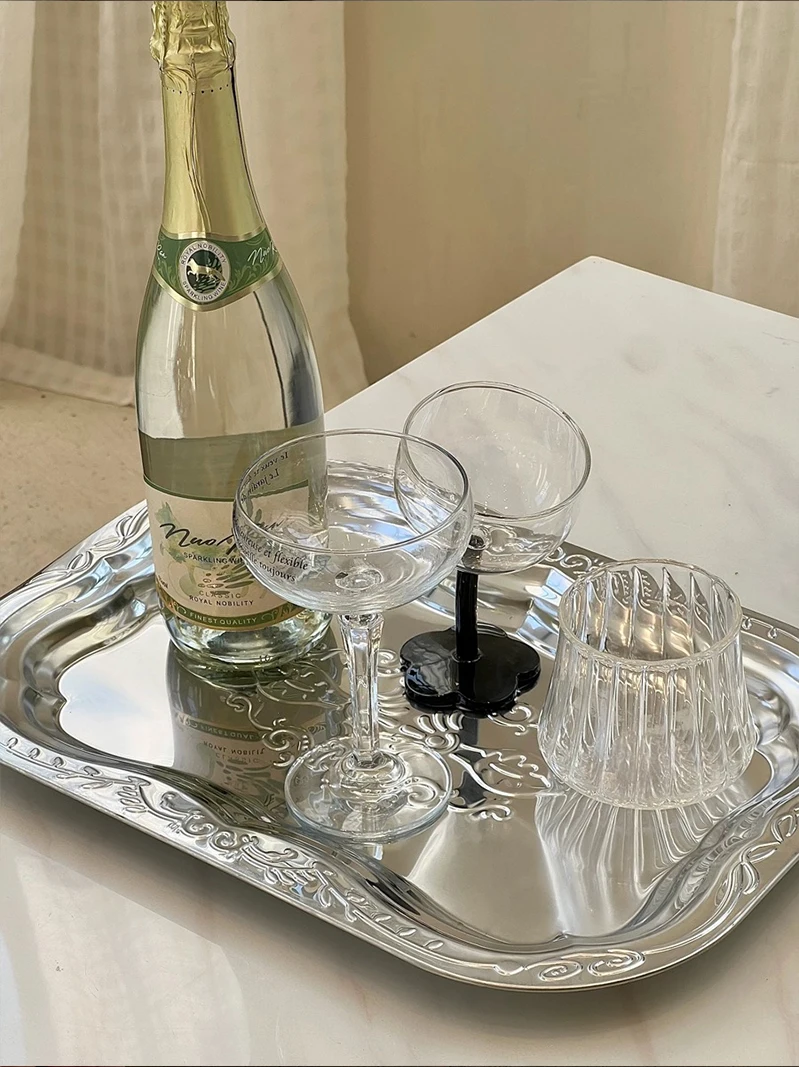 French Vintage Tray Metal Floral Dining Tray Restaurant Commercial Storage Rectangular Tray Refreshment 5