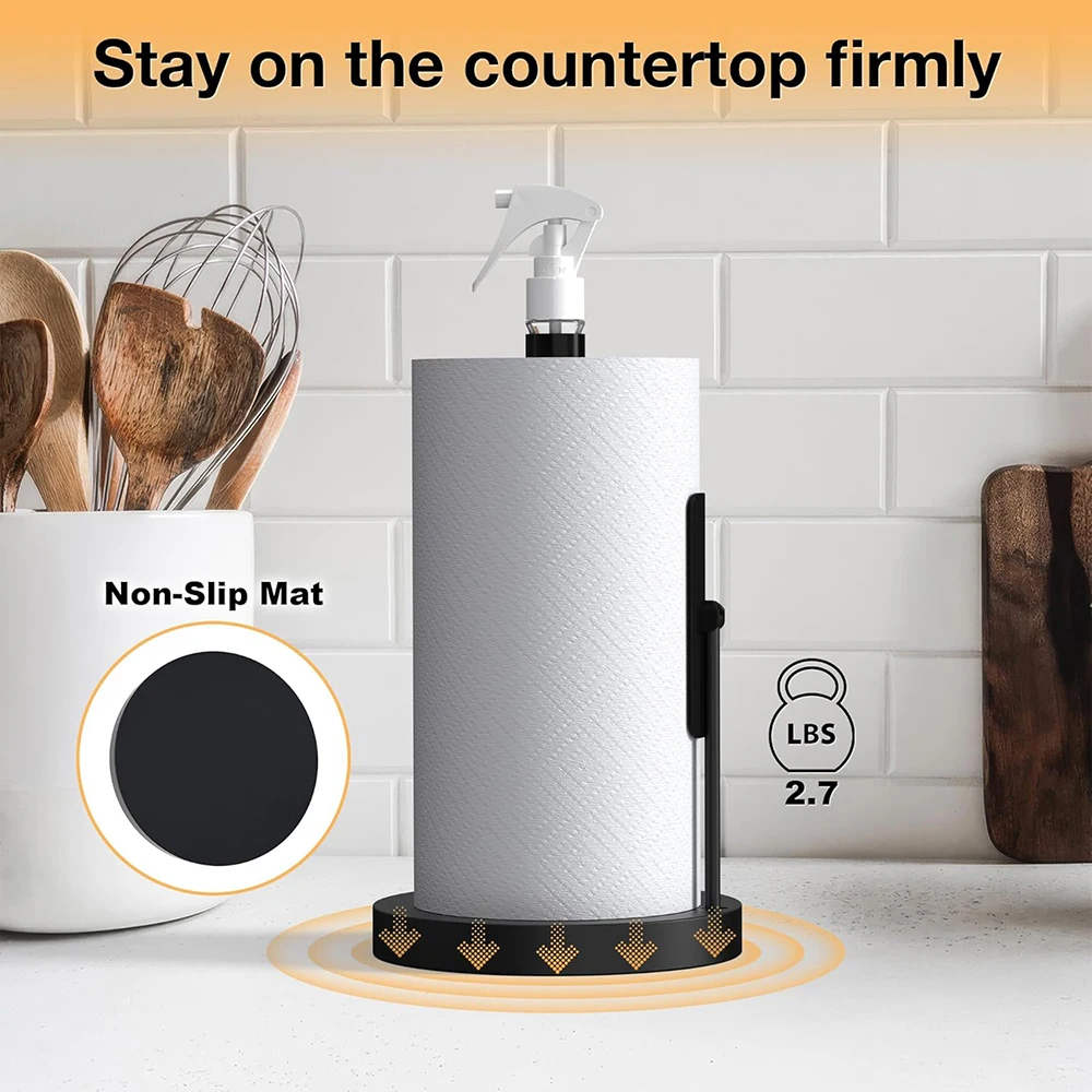Household Vertical Paper Towel Holder With Spray Bottle Paper Towel Holder For Kitchen, Bathroom, Countertop Paper Towel Holder 4